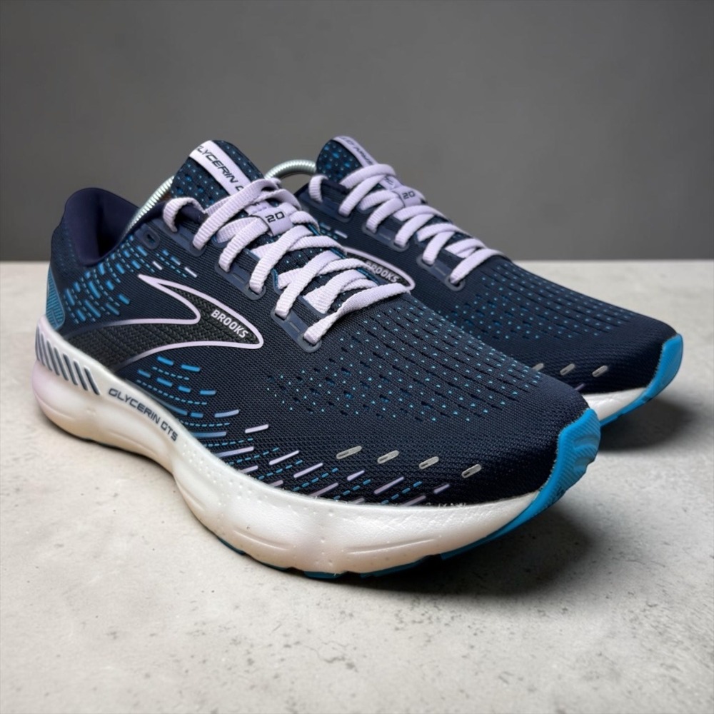 Brooks Glycerin GTS 20 Running Shoes Womens 11 Wide Navy Blue Purple 1203701D499